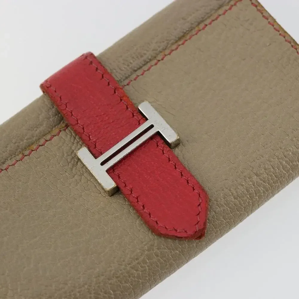 Hermes Leather Baan Key Case Beige